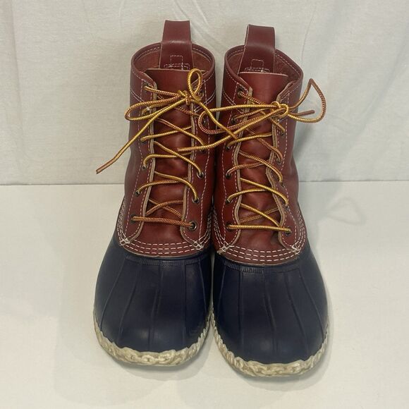 L.L. Bean Mens Classic Duck Boots Blue Red Leather Bean Boots Size 9M - Picture 2 of 6